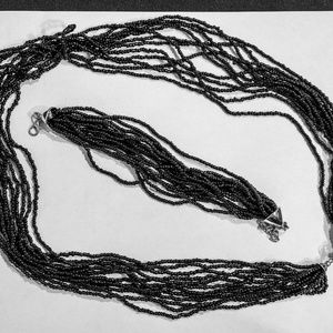 Black Multi Strand Necklace and Bracelet.  Nice!